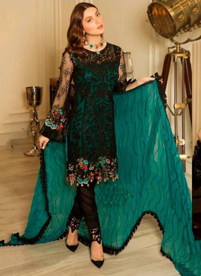RAMSHA R 114 nx Stylish Latest Fancy Designer Festive Wear Heavy Net With Embroidery Work Pakistani Salwar Suit Collection